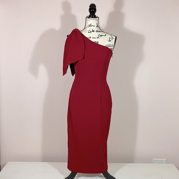 Dress the Population Dresses & Skirts - Dress the Population Tiffany One-Shoulder Midi Dress Red S